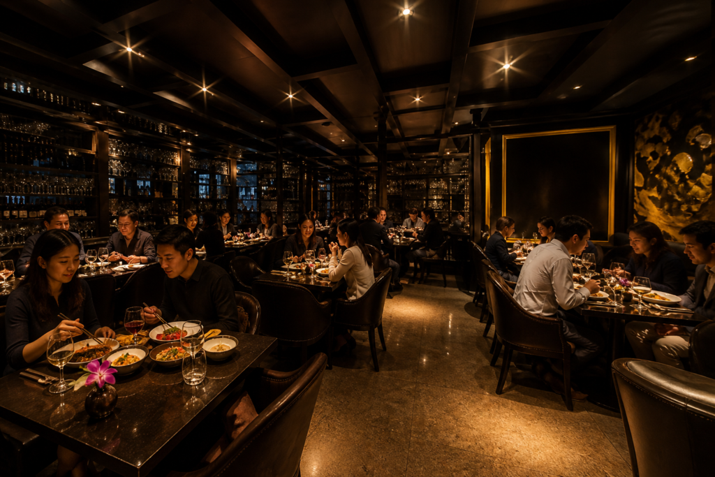 People are enjoying meal at Hakkasan (Hanway Place)